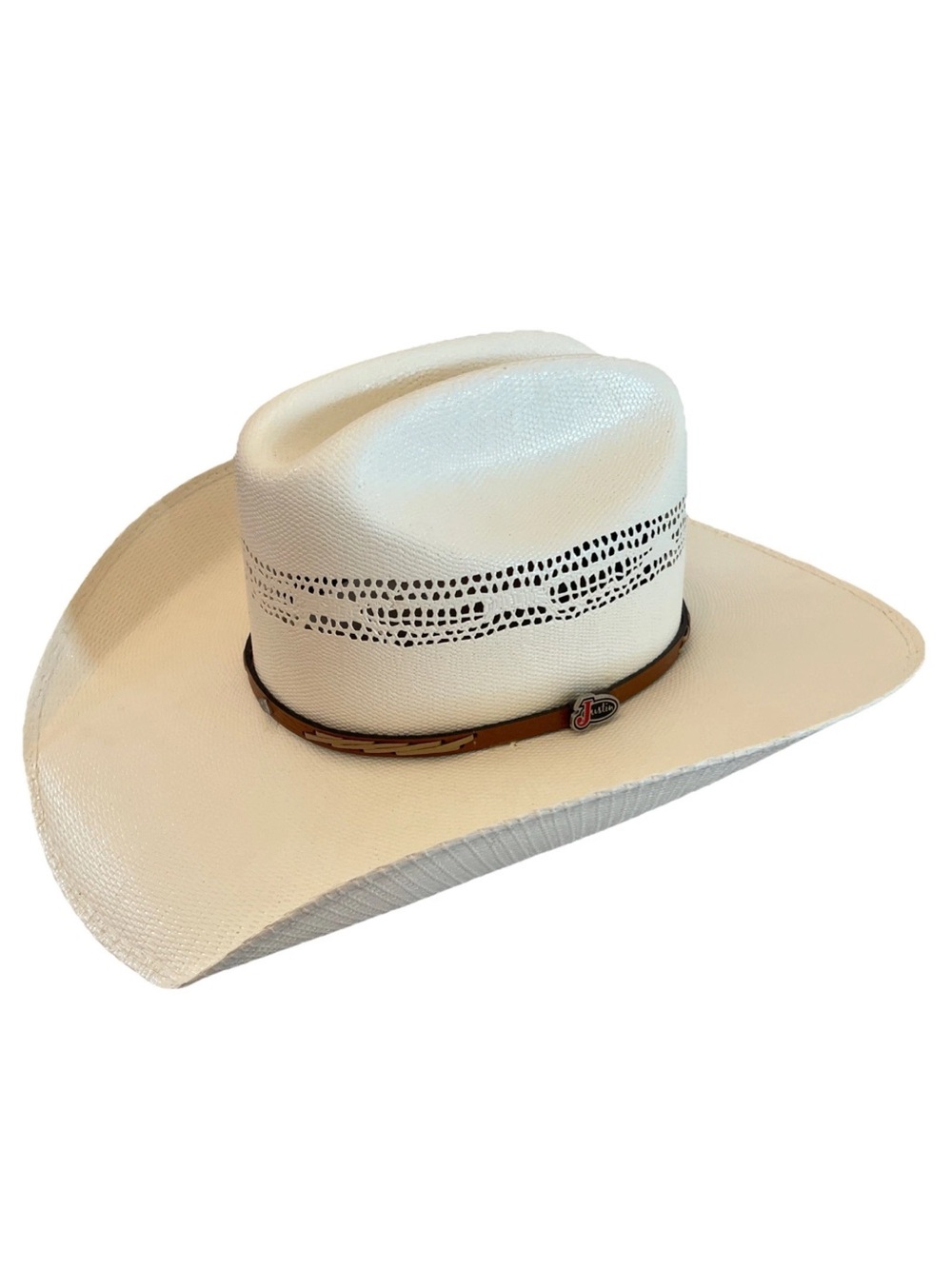 Justin Milano 20X Natural Painted Straw Cowboy Western Hat Size 6-7/8 With Pin